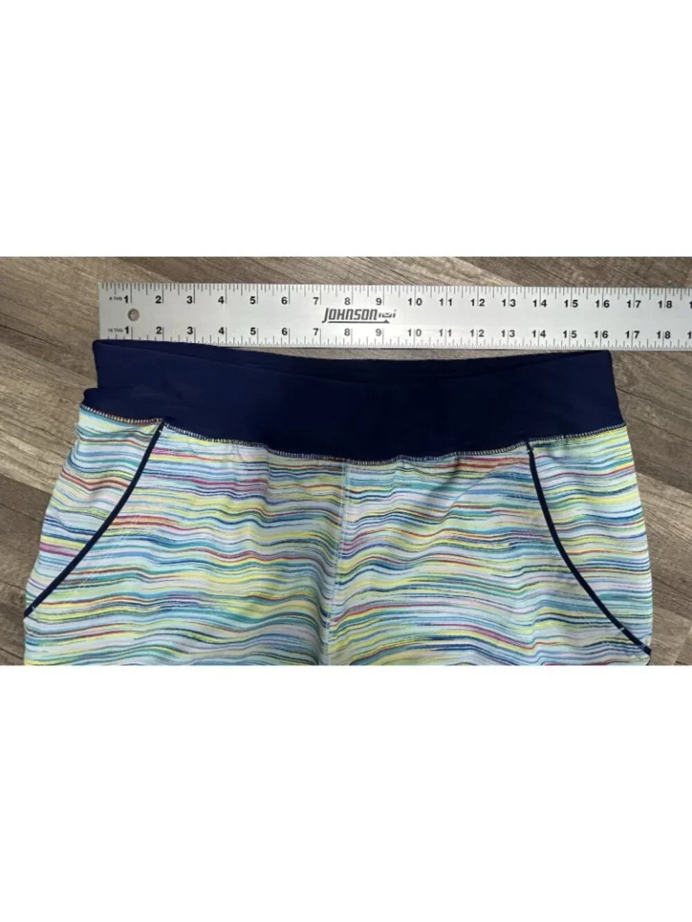 Lands End Sport Quick Dry Swim Shorts w/Pockets Women 10 Blue Stripe 5